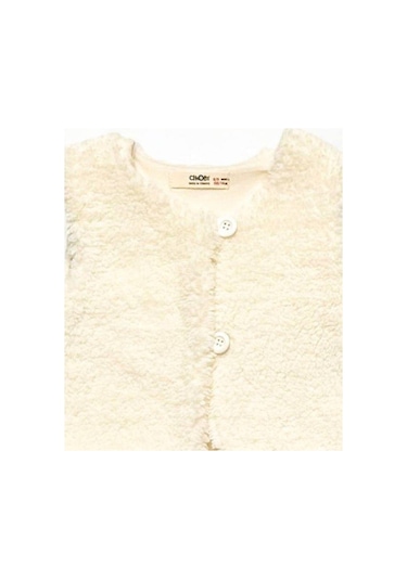 Çikoby Kız Bebek Peluş Yelek-14866 Ekru