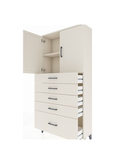 Arges Dolap 2 Raflı 5 Çekmeceli 2 Kapaklı 88x30x182 Aytaşı-ay... Aytaşı