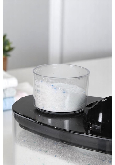 İronika Silikon Kapaklı Ölçekli Toz Sıvı Tablet Deterjan Saklama Kabı Kutusu 2100 Ml 2 Adet Antrasit