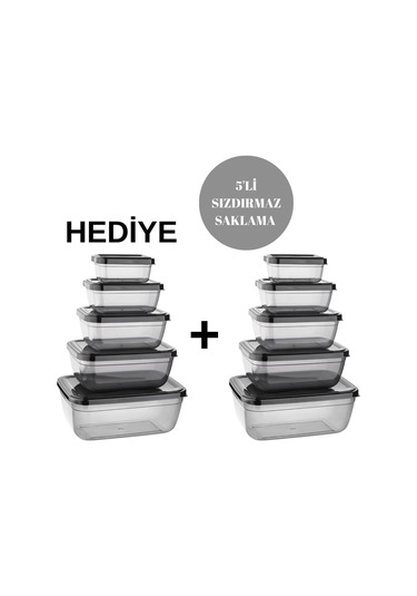 Sızdırmaz Saklama Kabı 1 Alana 1 Bedava 5'li Set Saklama Kutusu Düzenleyici 400-800-1400-2300-4000ml ŞEFFAF