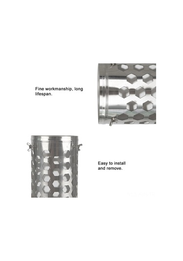 Jeehugo Çadır Bacası Dış Katmanı İçin Paslanmaz Çelik Isı Yalıtım Ve Yanma Önleme Ağı, 90x320mm Gümüş