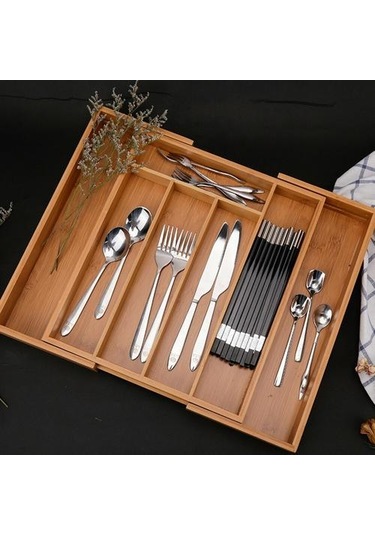 Saklama Kutusu Ahşap Mutfak Çekmece Sofra Takımı Gereçleri Sofra Organizatör Çok Izgara Genişletilebilir Çatallar Silverware Tutucu Raflar Ve Amp Tutucular -