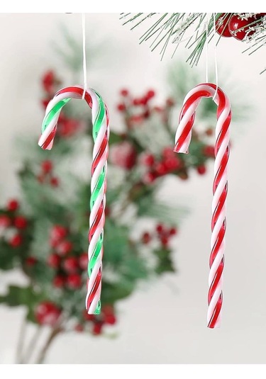 Yılbaşı Ağacı Süsü Baston Şeker Dekoratif Süs 27 Cm 2'li Ağaç Süsü
