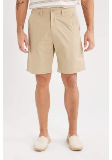 Defacto %100 Pamuk Regular Fit Gabardin Bermuda Şort C7684ax25spbg717 Bej