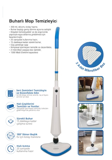 Thomax JJ-SC 022B Antibakteriyel Basınçlı Buharlı Temizleyici Mop