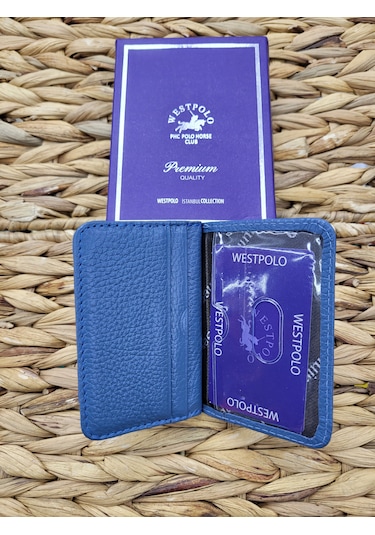 Westpolo İsme Özel 1026 Hakiki Deri Unısex Kartlık Turkuaz