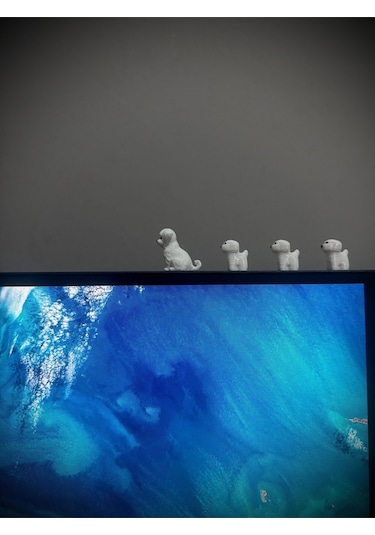 4 Parça Sevimli Köpek Ailesi Dikiz Aynası Süsü - Dekoratif Obje Torpido Süsü Oto Aksesuar