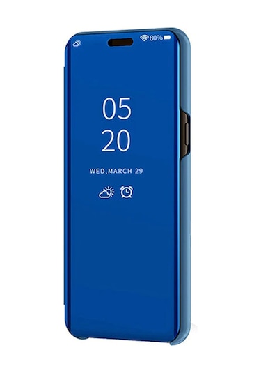 Oppo A5 2020 / A9 2020 Uyumlu Aynalı Kapaklı Lüx Kılıf Mavi
