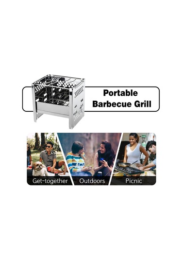 Mufunye Çadırda Ve Piknikte Kullanılabilir Çıtırlık Sağlayan Kolapslanabilir Çelik Barbekü Izgarası Gümüş