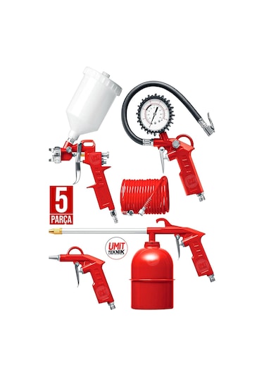 Havalı El Aletleri Seti 5 Parça Havalı Boya Ve Havalı Set 5 Parça Kompresör Takımı