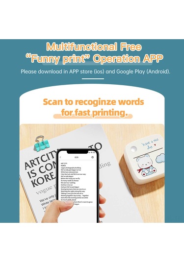 Vkemall B1 Mini Termal Yazıcı 58mm - Bluetooth, Aı Portre, Faturalar/notlar, 1200mah Pil, Pembe Ayı Desenli, 1 Roll Kağıt Dahil