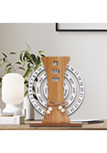 Lijinxu Ahşap Sürekli Takvim El Sanatları Masa Dönme - Dolap