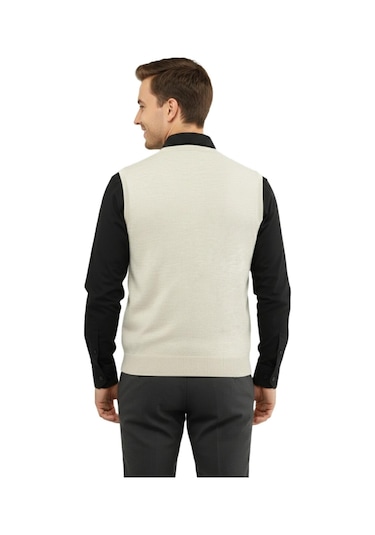 Çizgi Triko Erkek V Yaka Süveter Çelik Örgü Regular Kalıp 5200h Bgl-st04962 Taş