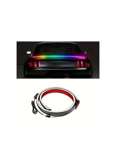 Xuweiwei 51.18inch Renkli Led Araç Şerit Işığı Karbon Fiber Led Spoiler Işık Universal Araç Kuyruk Kanat Dekorasyon Işık Şeridi Pilsiz