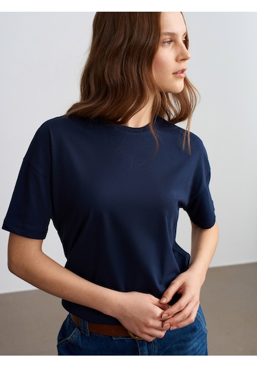 Dilvin 3683 Basic T-shirt-Koyu Lacivert