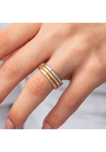 Casera's Gümüş 3 Renk Ajda Kadın Yüzük Csr2185645 Gümüş