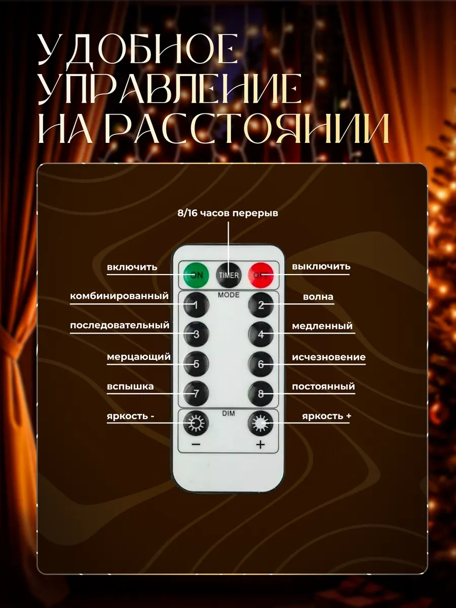 D-light Rosa Yeni Yıl Tören Perdesi Işık Zinciri 3x2 Uzaktan Kumandalı 258437223 Gri