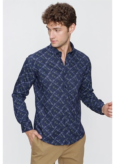Lacivert Uzun Kol Baskılı Düğmeli Yaka Slim Fit Dar Kesim Klasik Gömlek 1004220289-lacivert Lacivert Lacivert Uzun Kol Baskılı Düğmeli Yaka Slim Fit Dar Kesim Klasik Gömlek 1004220289-lacivert Lacivert