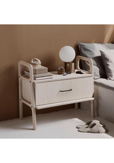 Woodesk Tale, Ahşap, Çekmeceli Natural Renk, 75x65, Komodin,