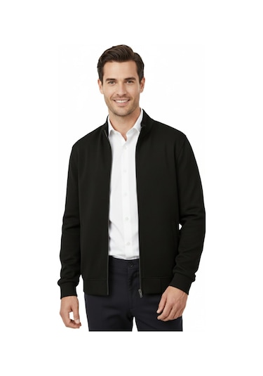 Erkek Spor Hakim Yaka Fermuarlı Hırka Regular Fit Bgl-st04947 Siyah