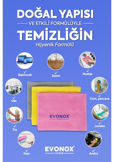 Clean Mikrofiber Çok Amaçlı Temizlik Bezi 3'lü Set Dev Boy 42x68 Cm Çok Renkli