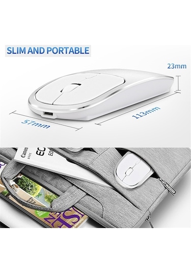 Prestigegoods Tip-c Adaptörlü 2.4g Kablosuz Optik Mouse, Şarj Edilebilir, Alüminyum, Usb & Type-c Uyumlu Diğer