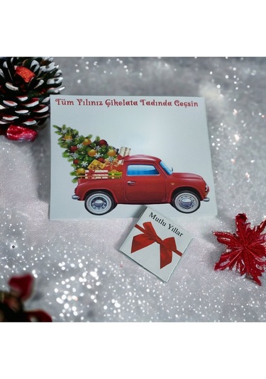 5li Yeni Yıl - Yılbaşı Hediyesi Madlen Çikolatalı Tebrik Kartı