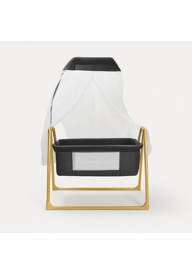 Anne Yanı Sallanır Portatif Beşik Gold Gri Bebeciden Gold Gri