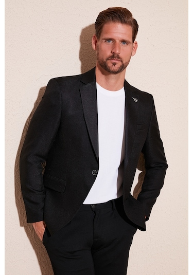 Buratti Slim Fit Tek Yırtmaçlı Düğmeli Blazer Erkek Ceket 2163763 Siyah Buratti Slim Fit Tek Yırtmaçlı Düğmeli Blazer Erkek Ceket 2163763 Siyah