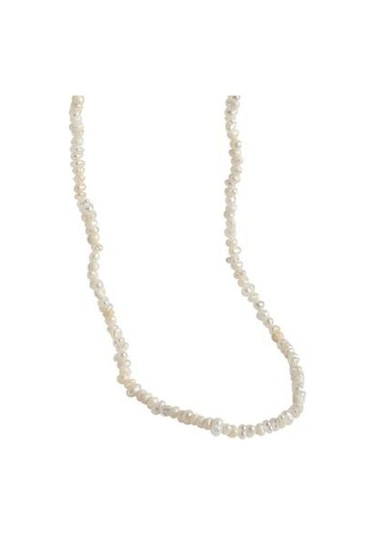 Düzensiz Barok Tatlısu Inci Kolye Kadınlar İçin 925 Ayar Gümüş Minimalist Boho Aksesuarları Güzel Kuyumculuk Zincir Kolyeler Altın - Beyaz