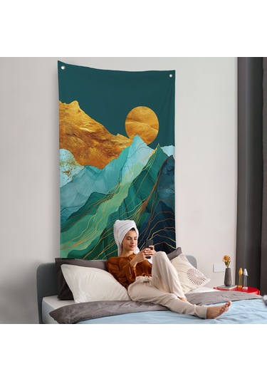 Dağların Üstündeki Güneş Manzarası Duvar Örtüsü-7648