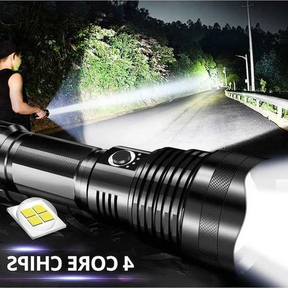 Tongxida Led Fener Xhp70 Usb Şarj Su Geçirmez Ultra Parlak Siyah Lamba Siyah