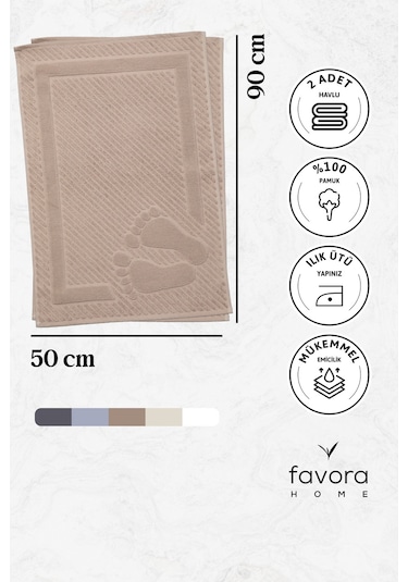Leoline %100 Pamuk Premium 2'li Ayak Havlusu - Kahve Kahve