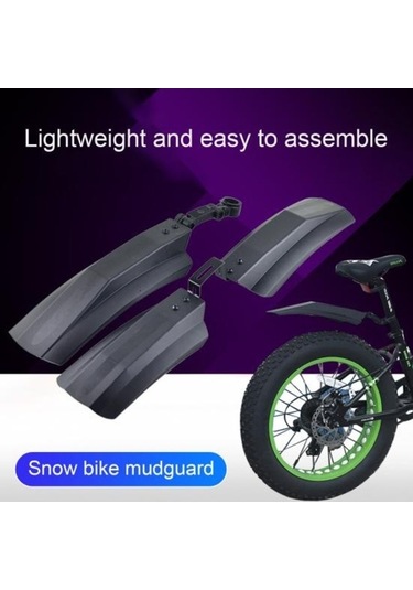 Pazly 2 Adet Siyah Fatbike Bisiklet Çamurluk Aşınma Ve Darbe Dayanıklı Ön/arka Parça Uygulama Kolay, Kırılma Önleyici, Plastik Yapımlı Siyah