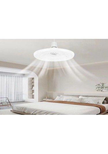 Yifomall E27 Vidalı Led Fanlı Avize - Kumandalı, 50w, Abs+pp Malzeme, Ev, Mutfak, Yatak Odası Kullanıma Uygun Beyaz