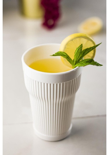 Akrilik Beyaz Tekli Uzun Bardak & Su Meşrubat Bardağı 400 Ml Cam Değildir Beyaz