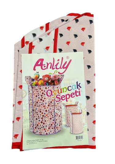 Tutmalı Baskılı Oyuncak Sepeti Oyuncak Kutusu 45 Cm Kırmızı