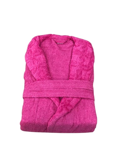 Royam Redline %100 Pamuklu Kısmi Kadife Tekli Bornoz Fuşya