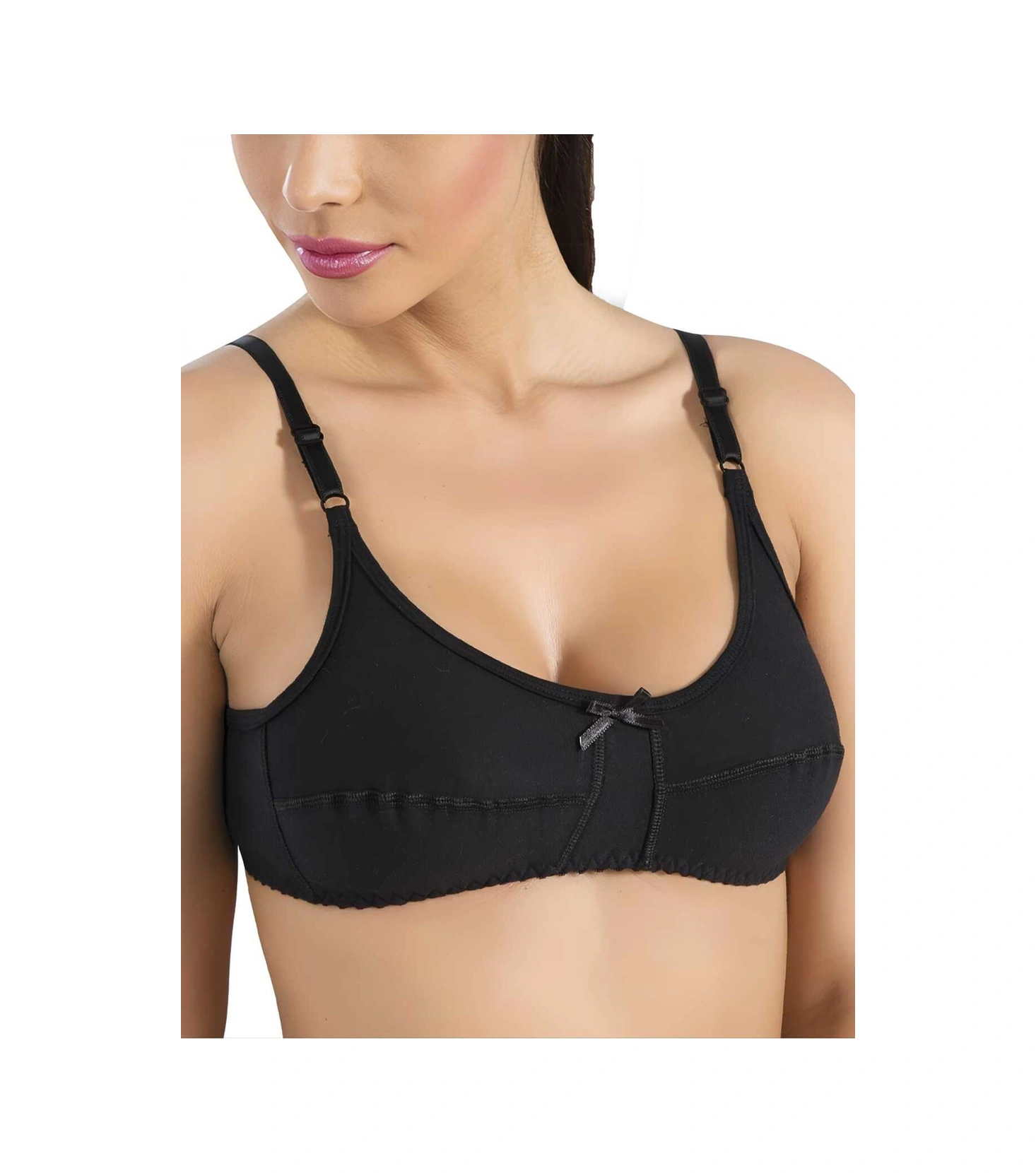 Tezzgelsin Kadın 6'lı Kurdele Detaylı Pamuklu Penye Sütyen Siyah