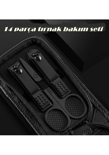6 Parça Siyah Manikür Seti - Fermuarlı Taşıma Çantalı, Paslanmaz Çelik Tırnak Bakım Seti