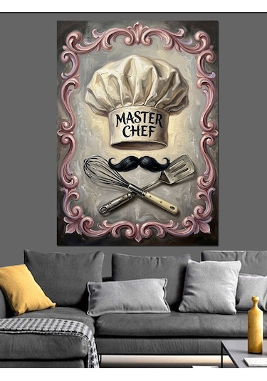 Master Chef Mutfak Kuralları Tabelası Dekoratif Kanvas - Mdf Ahşap Tablo