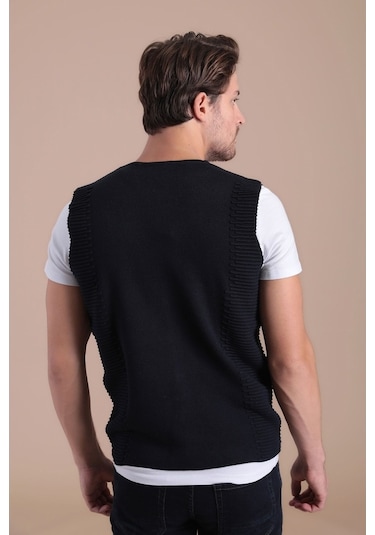 Ferraro Düğmeli Pamuk Triko Yelek - Lacivert-Lacivert