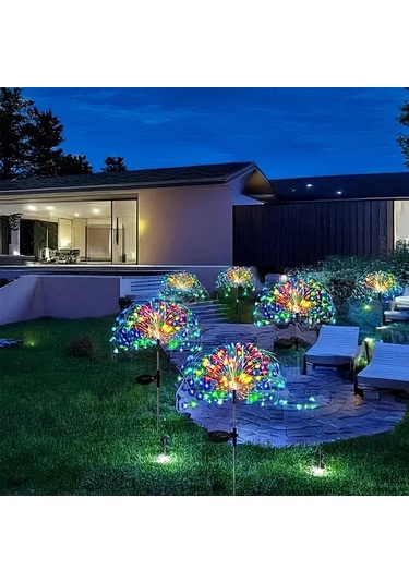 Honeybeeshop 4 Adet Güneş Enerjili Çok Renkli 320 Led Karahindiba Bakır Tel Işıklar 8 Aydınlatma Modu Akıllı Sensör Bahçe Dekorasyonu