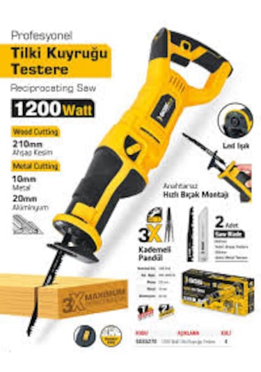 Sgs Plus SGS5270 -1200 W Elektrikli Tilki Kuyruğu Testere Makinesi