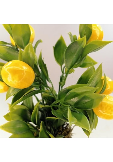 Yapay Ahşap Kütük Saksılı Limon Dekoratif Hediye Lm100