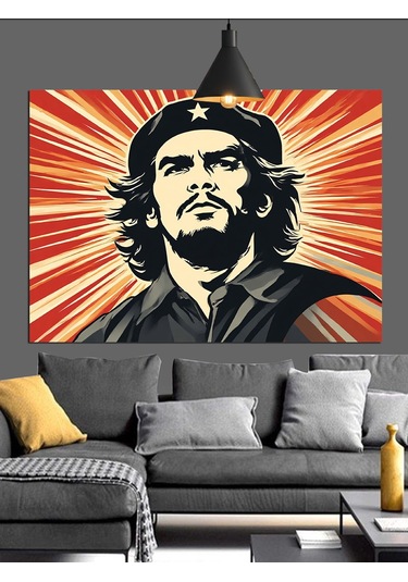 Che Guevara Siyah Portresi Dekoratif Kanvas - Mdf Ahşap Tablo
