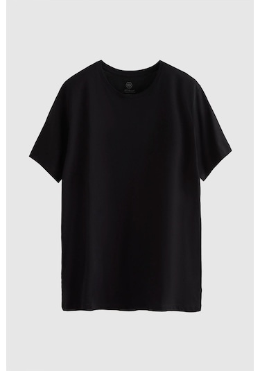 D's Damat Bisiklet Yaka Pamuklu Nefes Alabilen T-shirt Siyah D's Damat Bisiklet Yaka Pamuklu Nefes Alabilen T-shirt Siyah