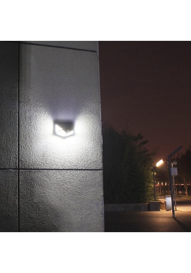 Singree Güneş Enerjili Dört Yönlü Aydınlatma Duvar Lambası - İnsan Algılama 100 Led - Dış Mekan Bahçe Işığı Siyah Beyaz