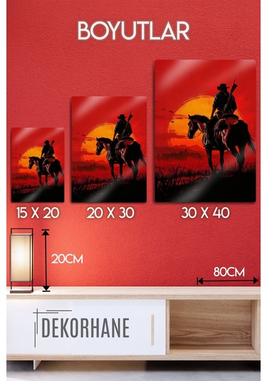 Metal Baskı Parlak Duvar Tablosu - Rdr2 - Red Dead Redemption 2, Oyun Posteri