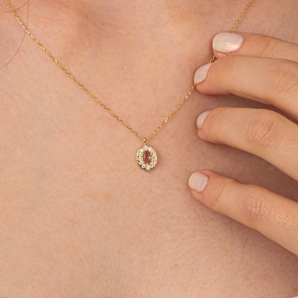 Gümüş Kolye - Zultanit Oval Taşlı 925 Ayar Gümüş Kolye Sarı